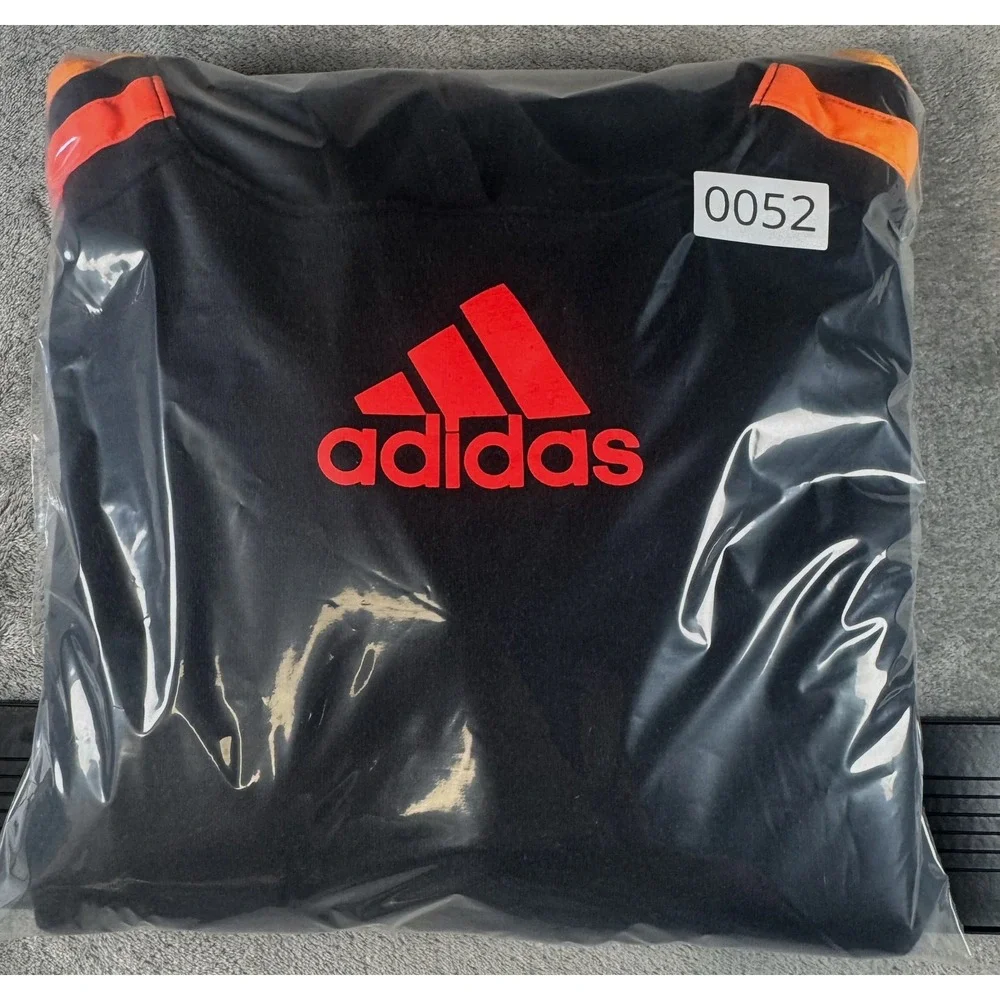 Adidas Youth Black and Orange Graphic‎ Logo Pullover Hoodie 3-Stripe LG 14/16